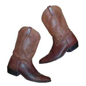 Men's Brown Leather Cowboy Boots Size 10.5